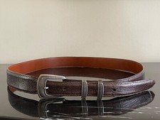 Vintage Genuine Lizard Leather Men Belt with Greg Jensen Sterling Silver Buckle