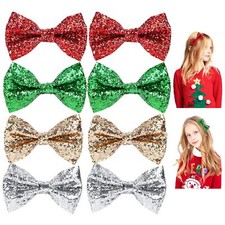 8Pcs Christmas Glitter Sequin Hair Accessories Hair Clips for Girls Toddlers ...