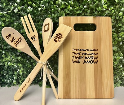 Friends Cutting Board And Kitchen Utensils