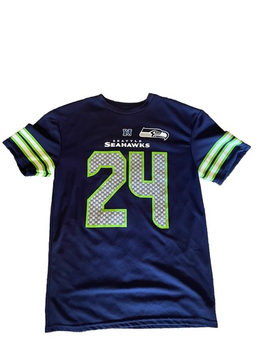UNSIGNED CUSTOM Sewn Stitched Marshawn Lynch Blue Jersey - M, L