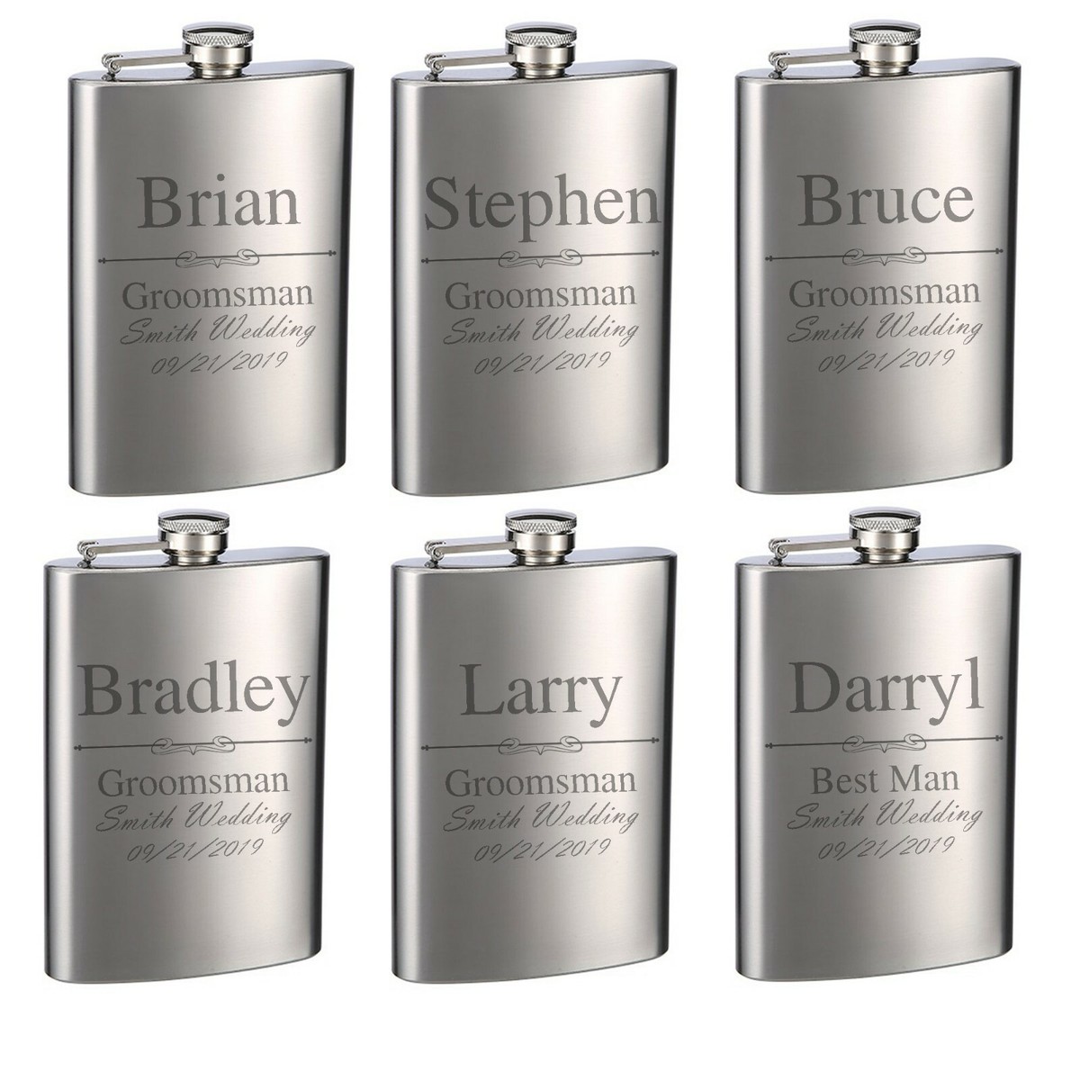 Personalized 8oz Stainless Steel Groomsman Gift Flasks for