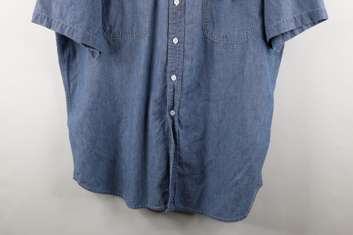 ’80s BIGMAC SHORT SLEEVE CHAMBRAY SHIRT Vintage 1980's Big Mac Chambray Shirt 2XL Blue Short Sleeve