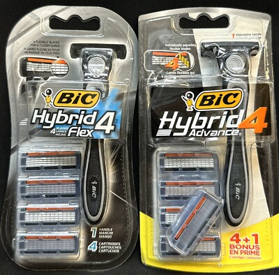 bic hybrid 4 flex & advance 2 handles 8 total refills look at ad pics please