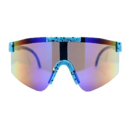 Boys Kids Size 80s Paint Splatter Oversize Rimless Sport Plastic Sunglasses - 第 3/21 張圖片