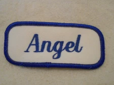 ANGEL USED EMBROIDERED VINTAGE SEW ON NAME PATCH TAGS ASSORTED COLORS AVAILABLE