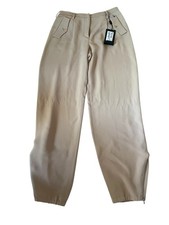 Giorgio Armani 100 Silk Beige Pants Size 42 IT US 6 NWT Textured Tapered Leg