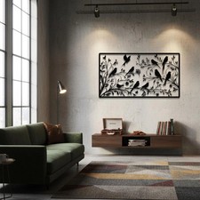 Birds Perched on Tree Branches Metal Wall Art Nature Decor
