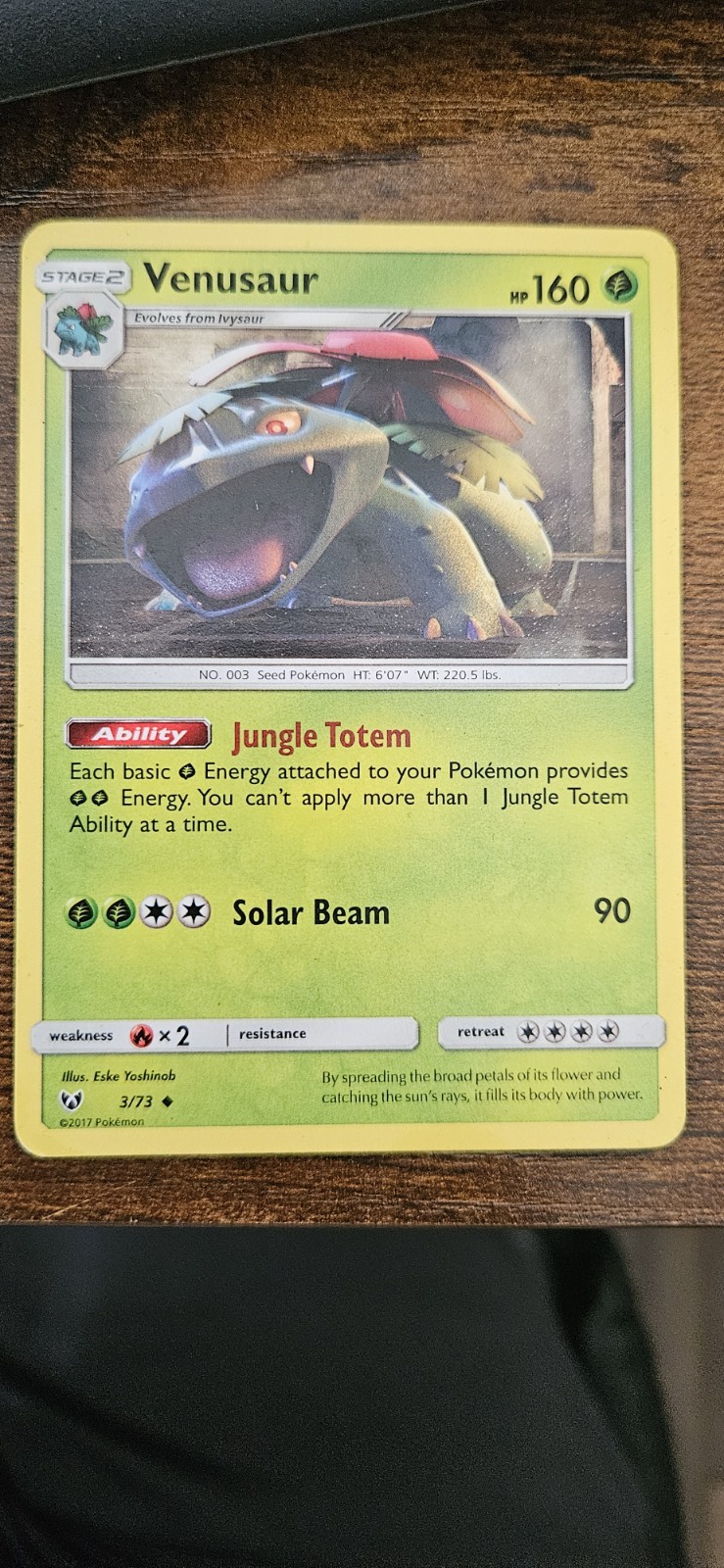 Venusaur Shining Legends 3/73 Uncommon Pack Pokémon NM
