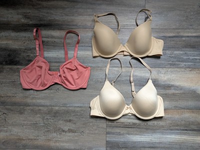 Bundle Lot of 3 Women's Bras Size 34C Maidenform Auden Coral Nude Beige