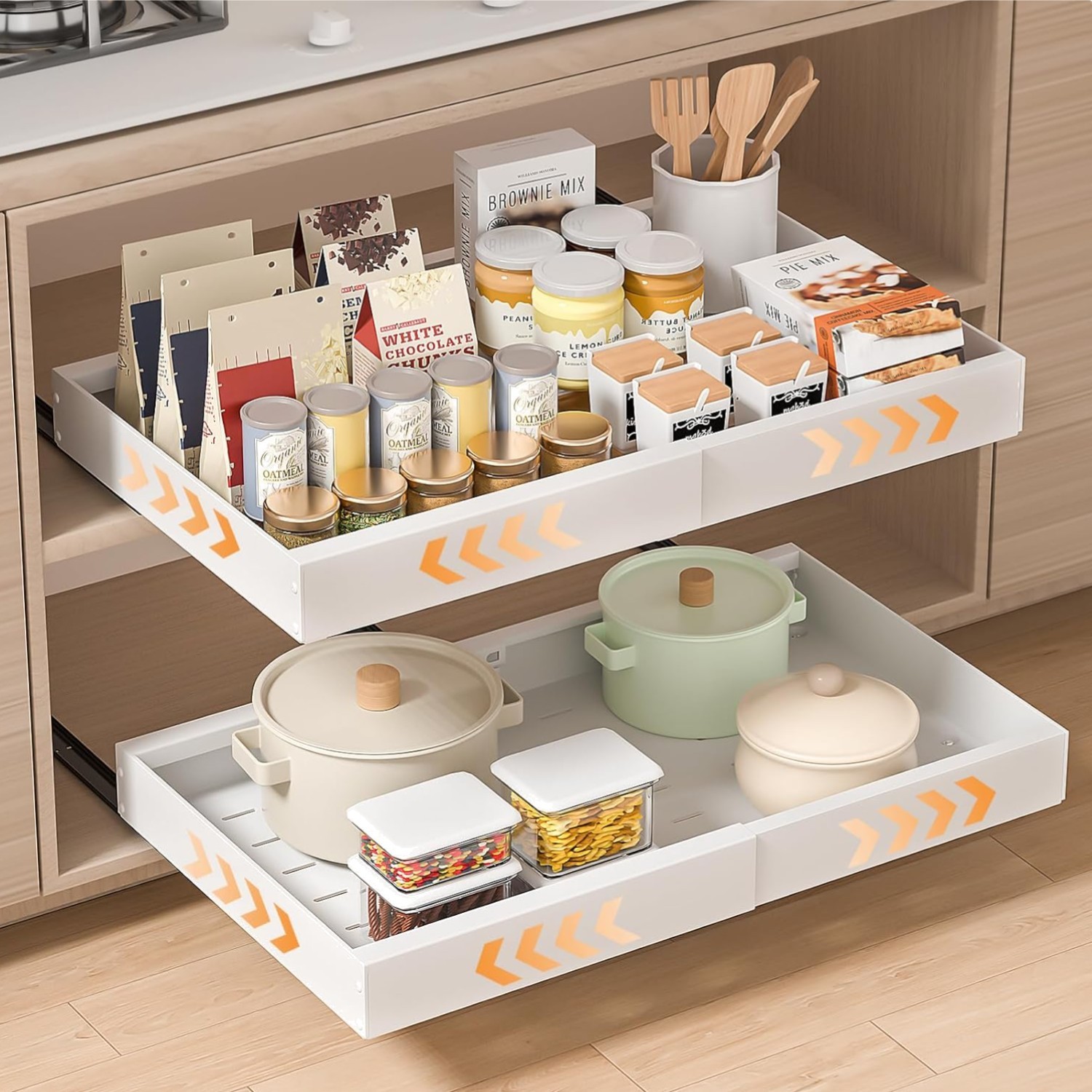 Organisateur de Placard Coulissant Gain de Place pour Rangement Meuble Bas