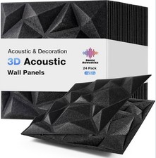 Acoustic 3D Wall Panels,24 Pack Sound Proof Felt Panels for Interior Wall Déc...