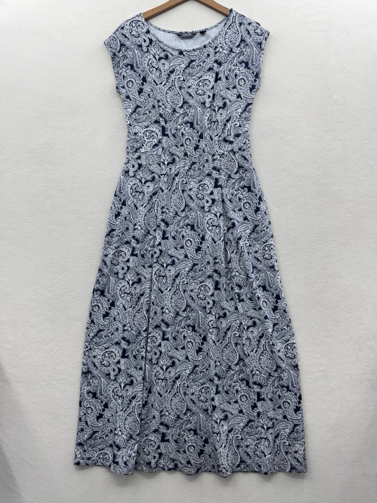 Lands’ End Women’s Small Blue Floral Pima Cotton Blend Maxi Dress