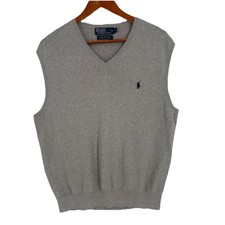 Polo Ralph Lauren Pima Cotton Sweater Vest XL Gray Preppy Classic Lightweight