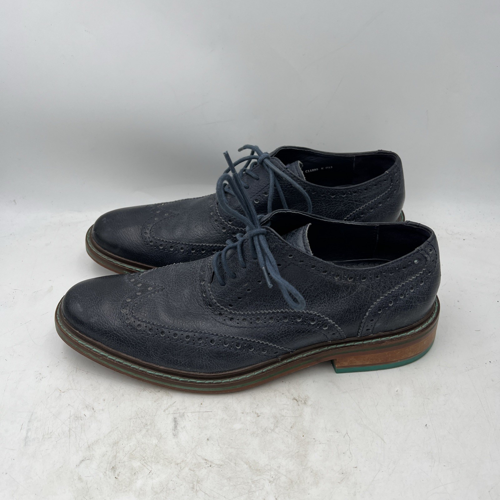 SAOLA Scarpe Oxford da uomo Cole Haan Williams blu navy in pelle a coda di rondine taglia 8 5 M