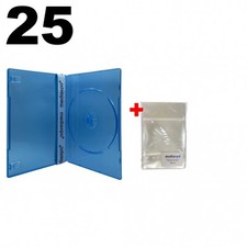 25 SLIM Clear Blue Color Single DVD Cases 7MM 100 OPP Bags