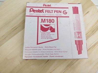 Pentel M180 Jumbo Permanentmarker rot Keilspitze Filzstift x4 Marker Japan