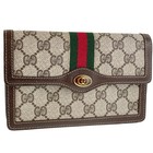 GUCCI Old Gucci Sherry Line PVC cuir beige marron pochette sac 3587