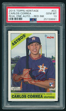 2015 Topps Heritage Carlos Correa Real One Autographs Red Ink Auto 06/66 PSA 10