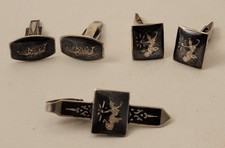 Siam Sterling with Niello Inlay Cufflinks & T...