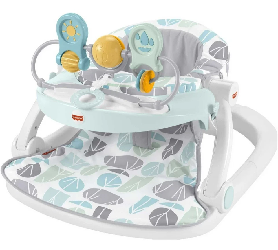 Fisher-Price Deluxe Asiento de Piso Sit-Me-Up Silla Infantil con Bandeja y Juguetes, Guijarro Foto 2 de 4