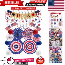 30 Pcs Patriotic Decorations for Veterans Day, 4th of July Decor LOVE Banner...