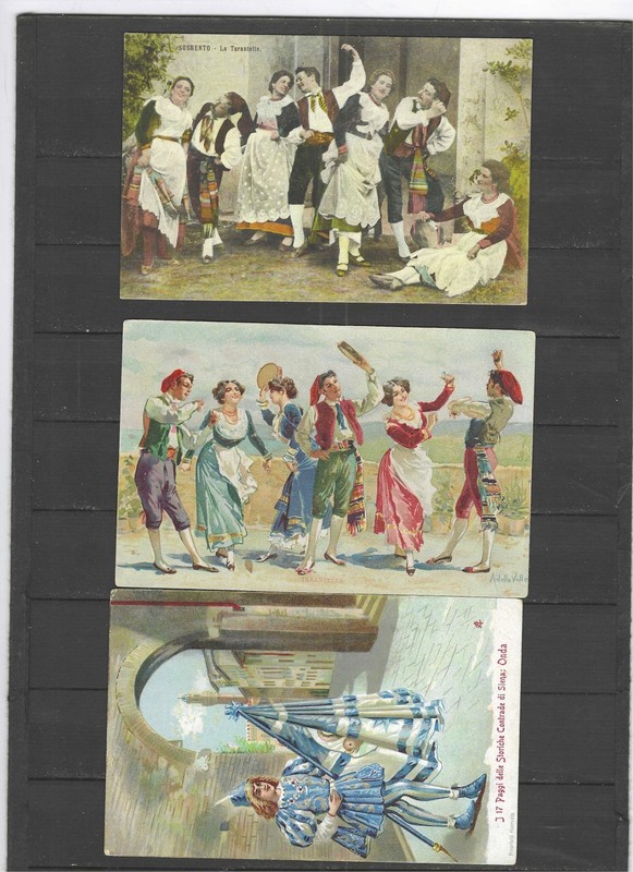 ITALY-PICTURE POST CARDS-1900 ISH ??-COSTUMES-LOT OF 12-MINT-F-VF-#21