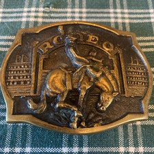 Rodeo 1983 Western Cowboy Bronco Horse Brass Heritage Vintage Belt Buckle New