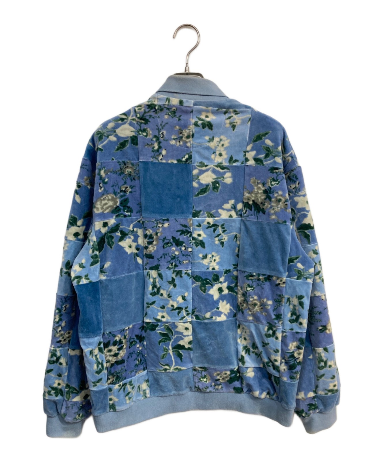 SUPREME Floral Patchwork Velour L/S POLO 21AW Size: M Blue Men thumbnail 2