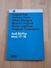 Audi 80 Fox 1977 78 Original Teile Katalog Bildtafelkatalog Explosionszeichnung 
