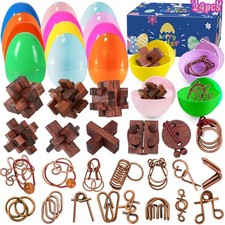 24 Pack Prefilled Easter Eggs with Brain Teaser Puzzles Toys,Easter Basket St...