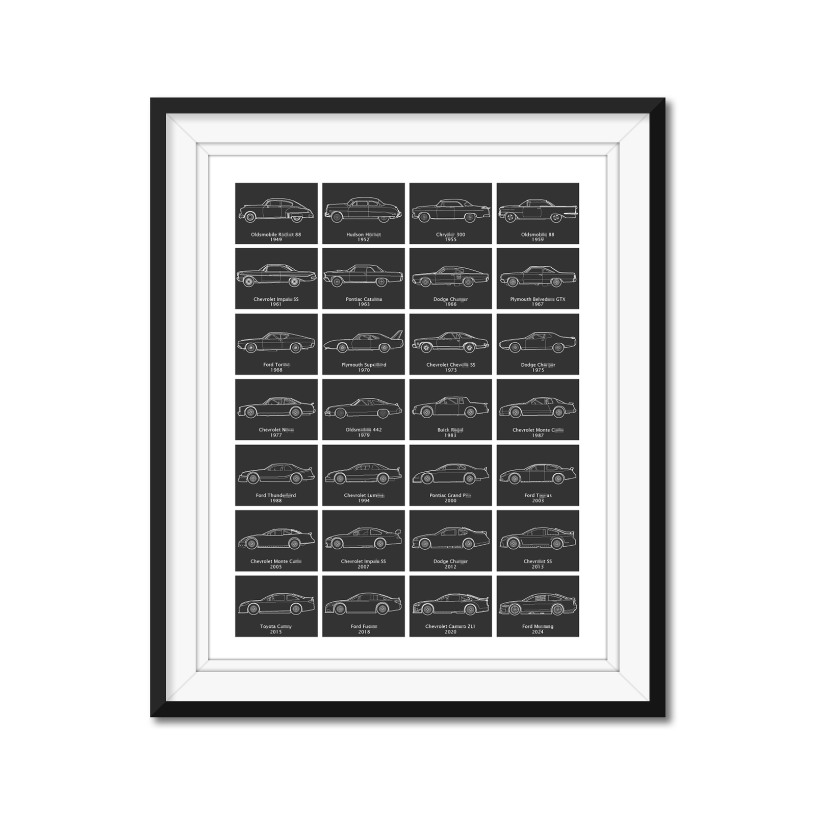 NASCAR Generations Race Car Evolution History Poster Print Art