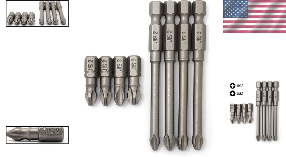 Durable Alloy Steel JIS Impact Bits Set - 8-Piece with Short & Long Variants - Image 2 of 4