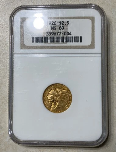 1926 Indian Head Quarter Eagle Gold $2.5 MS 60 NGC