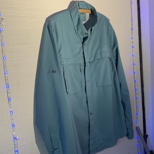 LL Bean Button Up Angelhemd Herren Reg Medium Grün Langarm Belüftet Nylon - Bild 2 von 7