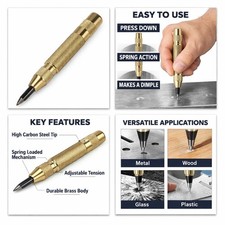 1-2x Automatic Centre Punch Spring Loaded Auto Hole Metal Wood Marker Heavy Duty