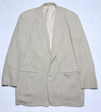 Giorgio Armani Blazer Sport Coat Jacket Men’s 44 46L Greige Texture Linen Silk