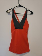 Victoria  s Secret VSX Sport Sz S Tank Top Built-In Bra Orange Red Crossback