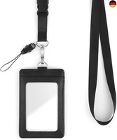 Tiesome Ausweishalter Aus Echtem Leder Mit Lanyard, UmhäNgeband Durchsichtiger