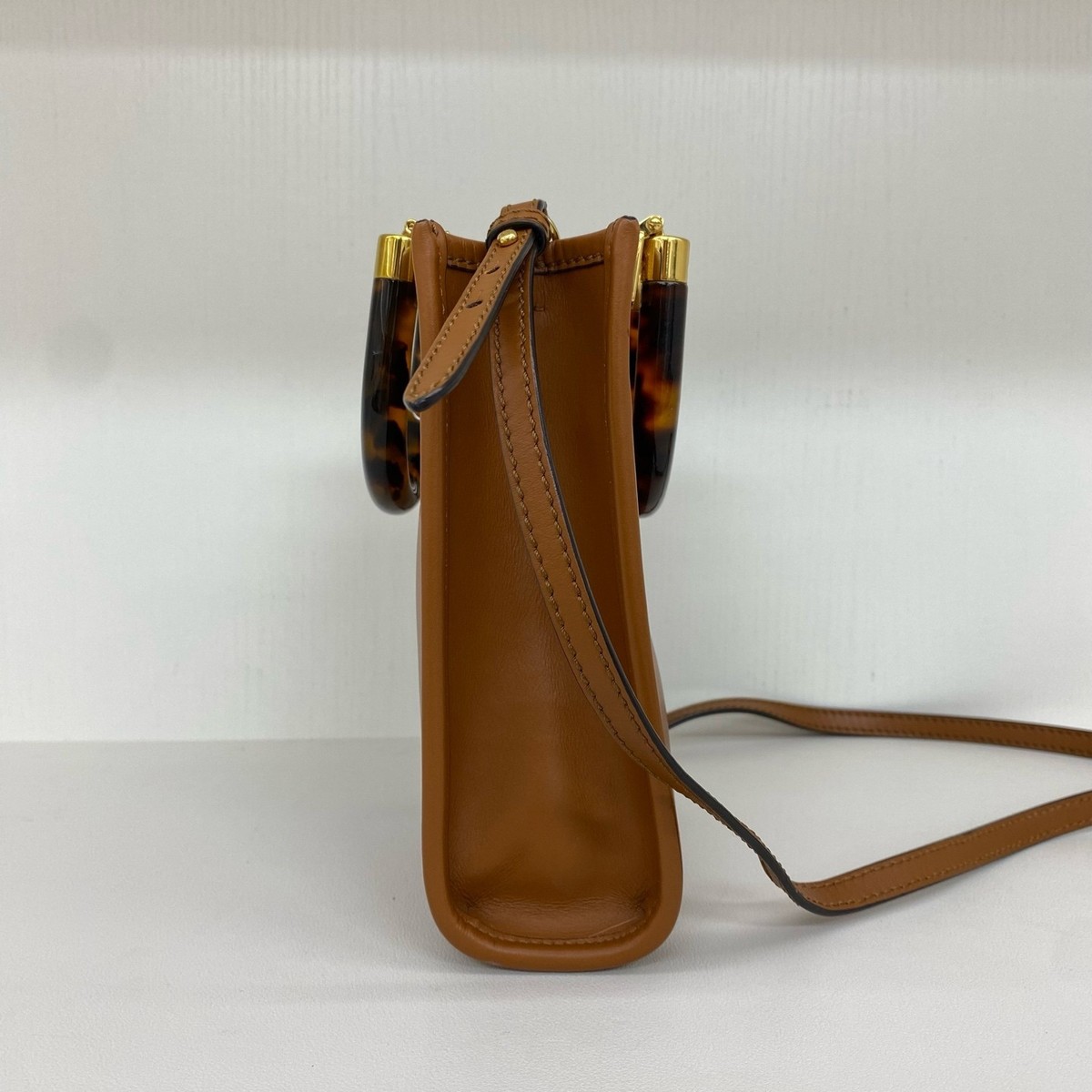 Fendi Mini Sunshine Tote Bag Caramel Tortoiseshell Handle Womens