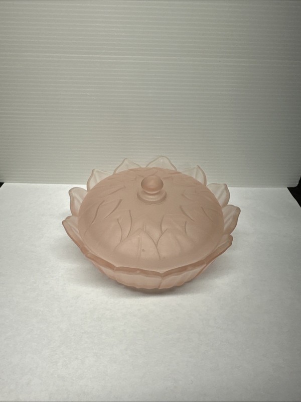 Vintage Frosted Pink Glass Candy Dish?With Lead 5”Wide 1 1/2 Deep Unmarked