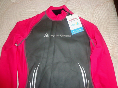 NWT Aqua Sphere Aqua Skins Long  Sleeve Swim Skin Top Wet, Sz L, Fuschia/Black