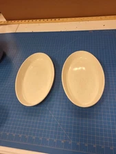 Cream Serving Dishes Set 2 Oval Platters 10.5x6.5 inch Ceramic Kitchenware