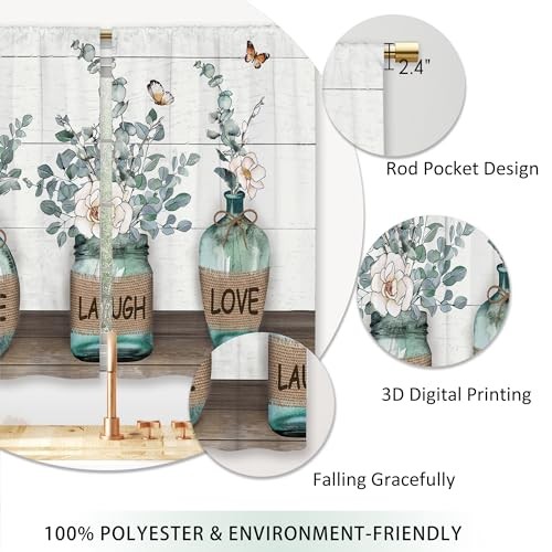 Farmhouse Leaf Kitchen Curtains 27.5"W x 39"L (Pack of 2) 17_green_bottle - Bild 5 von 8