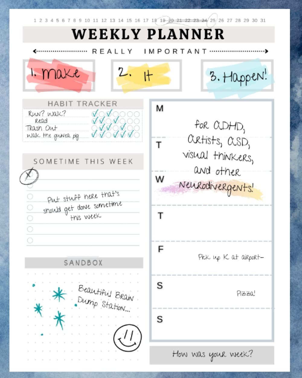 The Weekly Planner for ADHD: Executive Function Planning for ADHD, Artists, ASD
