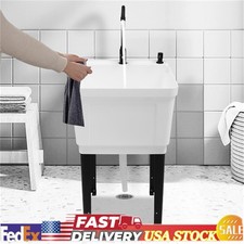 Space Saver Utility Sink Free Standing Laundry Sink With Faucet For Garage,Shop