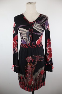 DESIGUAL DAMEN KLEID S WOMAN CASUAL VINTAGE DRESS KLEID LANGARM BAUMWOLLE