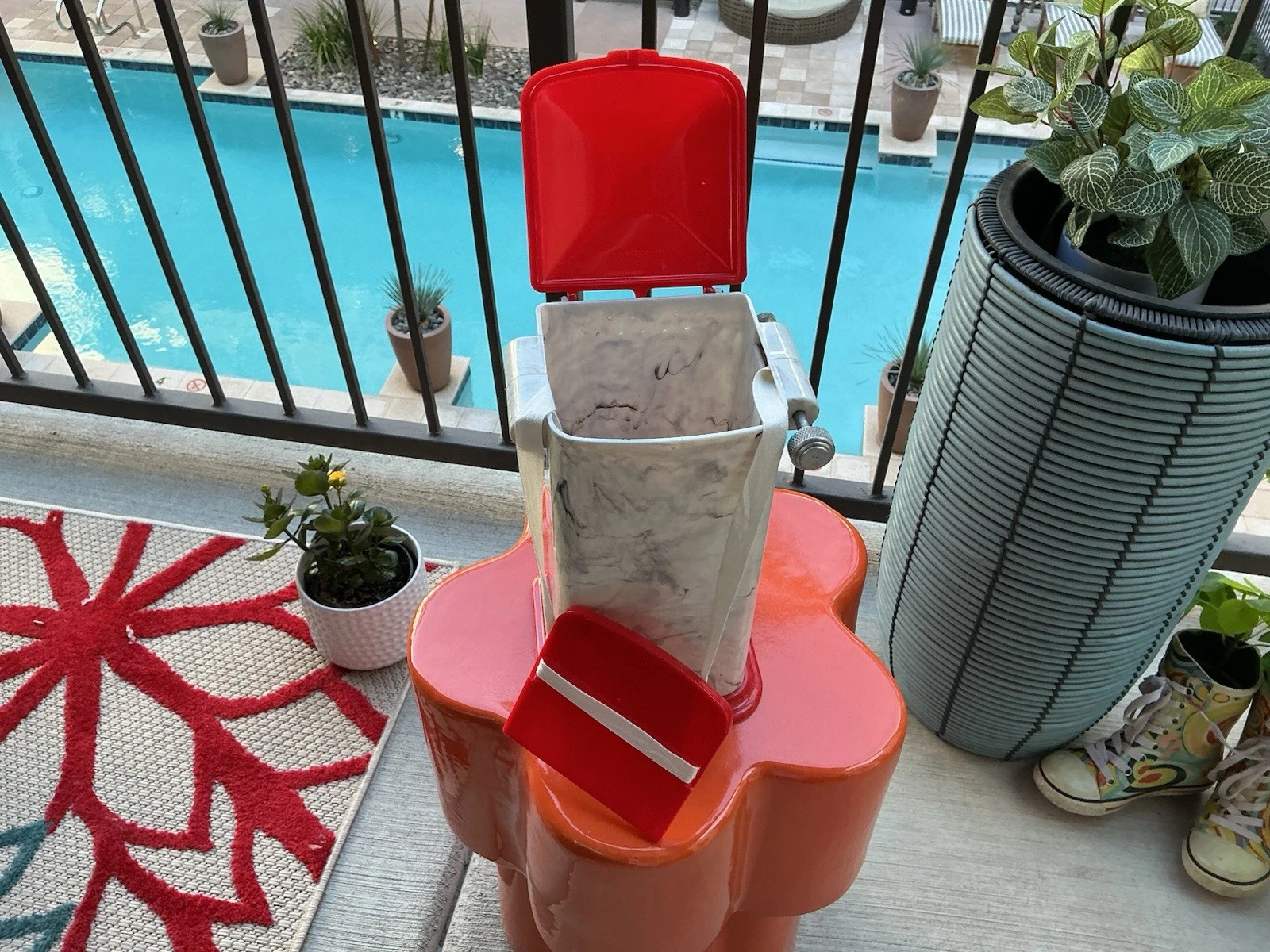 Vintage 1950s Red White Roll-Up Bread Box Saver - Never Used