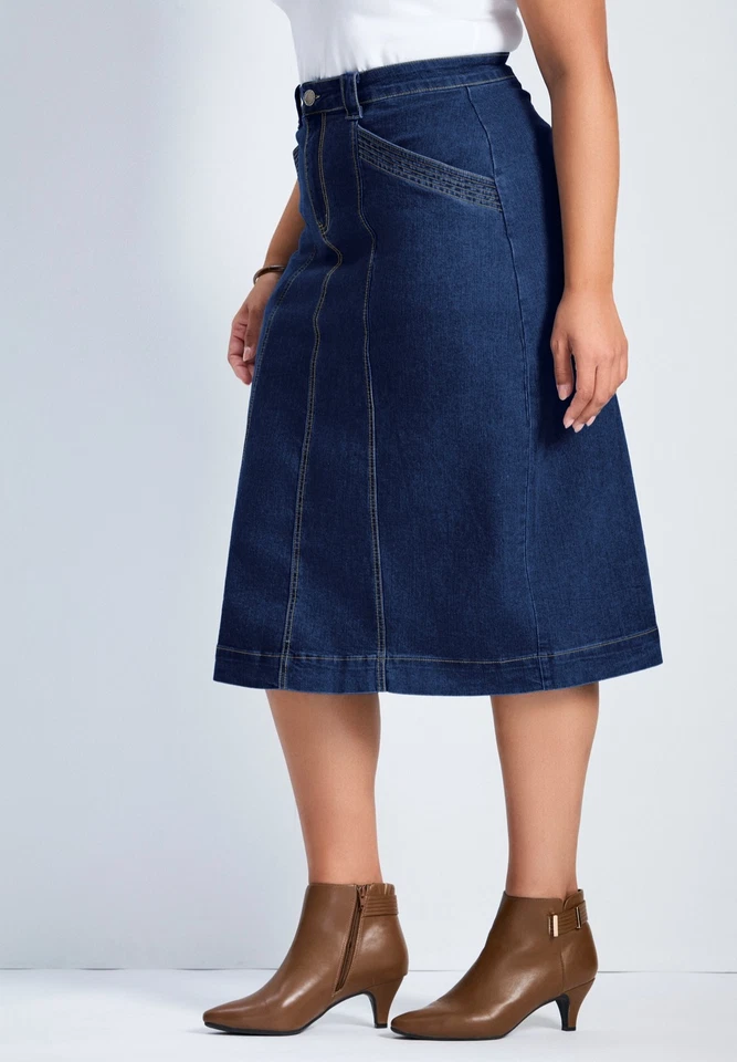 Avenue Women's Plus Size Taylah Denim Skirt - Image 4 of 4