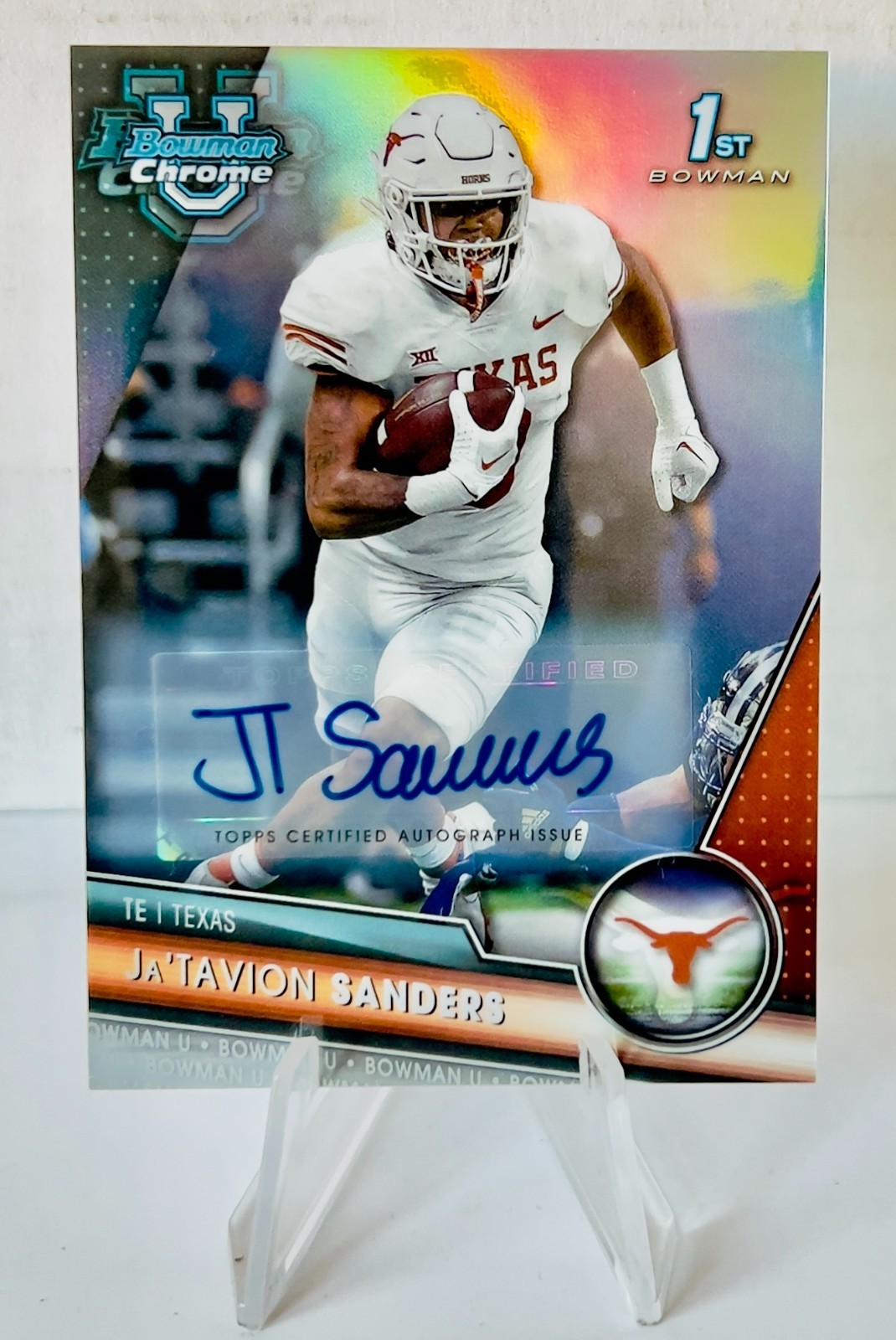 JA'TAVION SANDERS 2023 Bowman Chrome University #158 Auto Refractor /499 Texas