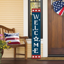 Patriotic Wooden Porch Sign 47" 4th of July Independence Day Large Welcome Sign